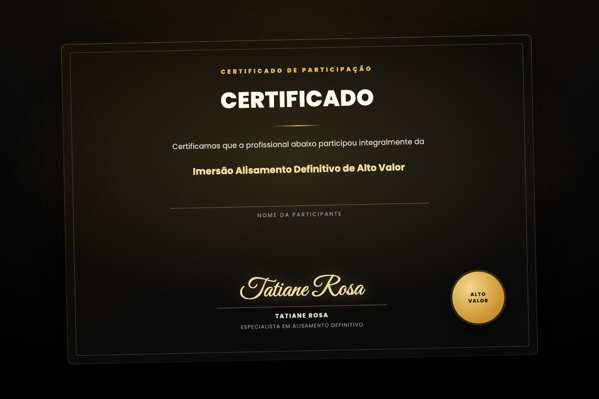 Certificado de participação assinado por Tatiane Rosa